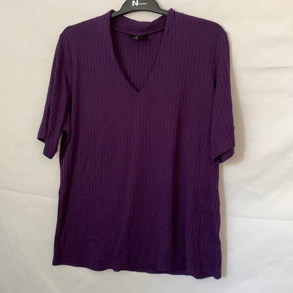 Worthington Tops - Worthington Purple Ribbed Style V-Neck Blouse